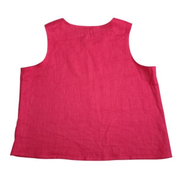 Christopher Calvin Linen Relaxed Fit Tank Top Women XL Red Coastal Nautical USA - Picture 2 of 6